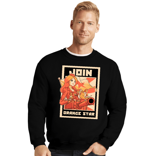 Shirts Crewneck Sweater, Unisex / Small / Black Orange Star Army