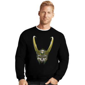 Shirts Crewneck Sweater, Unisex / Small / Black Loki Skull