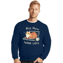 Load image into Gallery viewer, Secret_Shirts Crewneck Sweater, Unisex / Small / Navy Priorities
