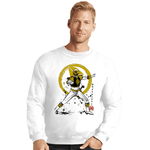 Daily_Deal_Shirts Crewneck Sweater, Unisex / Small / White White Ranger Sumi-e
