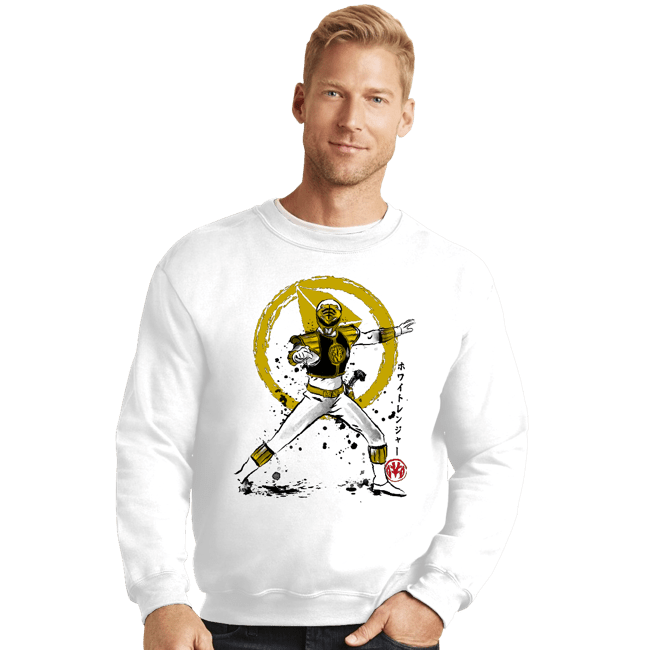 Daily_Deal_Shirts Crewneck Sweater, Unisex / Small / White White Ranger Sumi-e