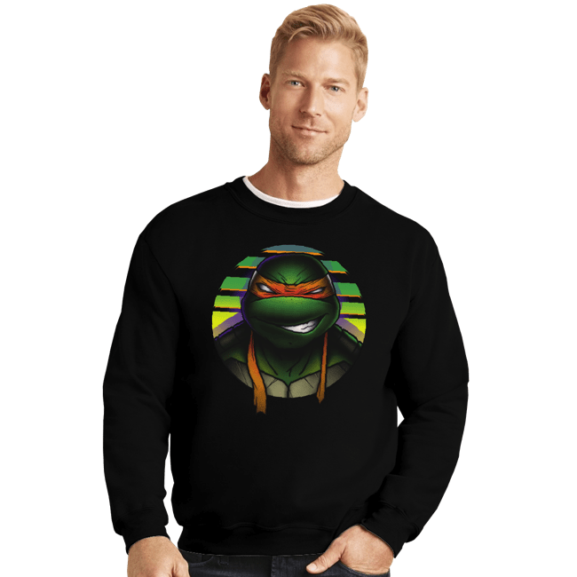 Daily_Deal_Shirts Crewneck Sweater, Unisex / Small / Black Mutant Orange