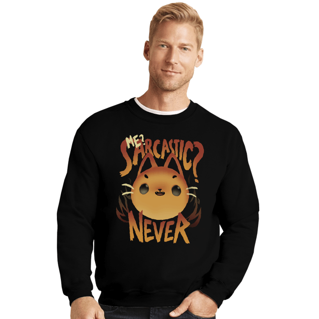 Shirts Crewneck Sweater, Unisex / Small / Black Sarcastic Cat