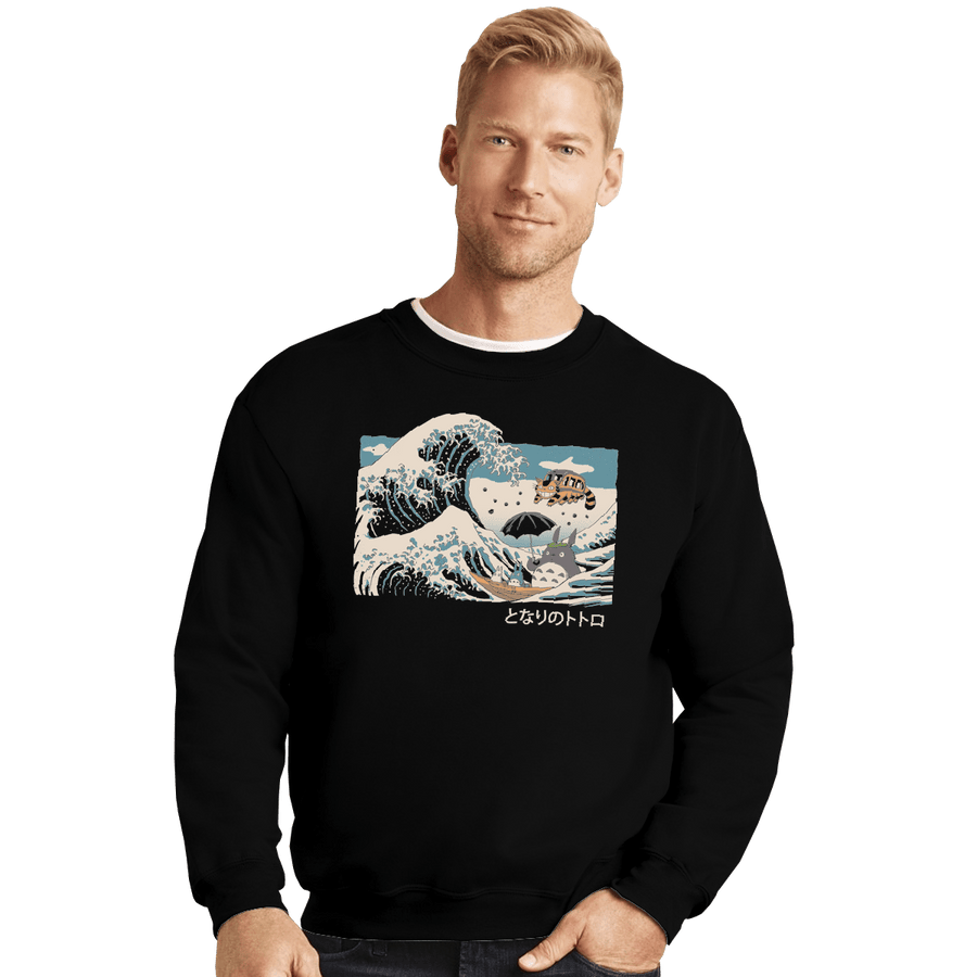 Shirts Crewneck Sweater, Unisex / Small / Black The Great Wave Of Spirits