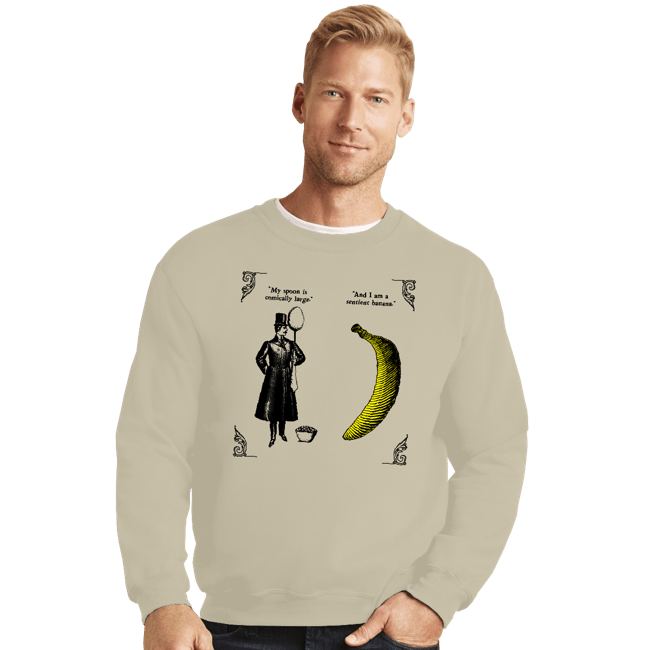 Shirts Crewneck Sweater, Unisex / Small / Sand The Olde Joke Of A Big Spoon And A Banana