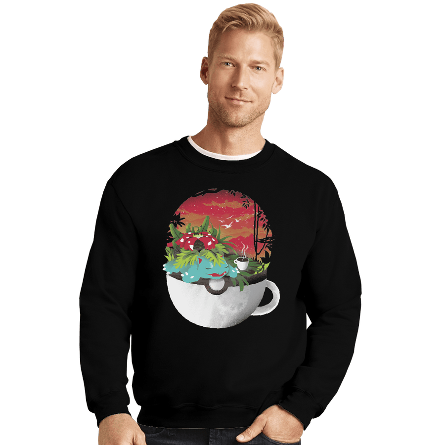 Shirts Crewneck Sweater, Unisex / Small / Black Cup Of Grass