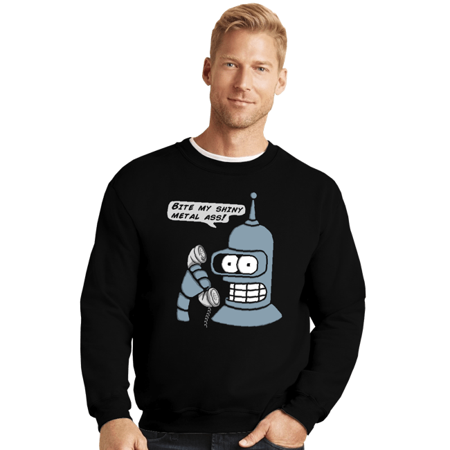 Secret_Shirts Crewneck Sweater, Unisex / Small / Black Robot On The Phone
