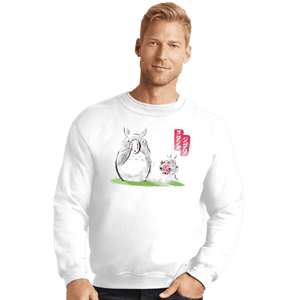 Shirts Crewneck Sweater, Unisex / Small / White Anime Ink