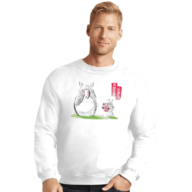 Shirts Crewneck Sweater, Unisex / Small / White Anime Ink