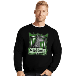 Shirts Crewneck Sweater, Unisex / Small / Black Hairy Pupper House Slobberin