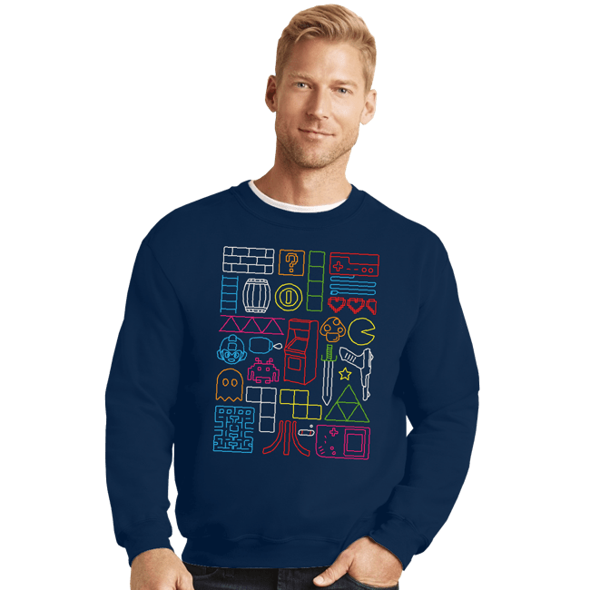 Daily_Deal_Shirts Crewneck Sweater, Unisex / Small / Navy Nostalgic Doodles