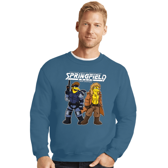Secret_Shirts Crewneck Sweater, Unisex / Small / Indigo Blue Twin Snakes