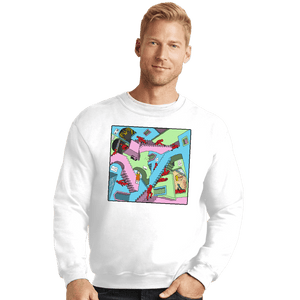 Secret_Shirts Crewneck Sweater, Unisex / Small / White Squid Relativity Staircase