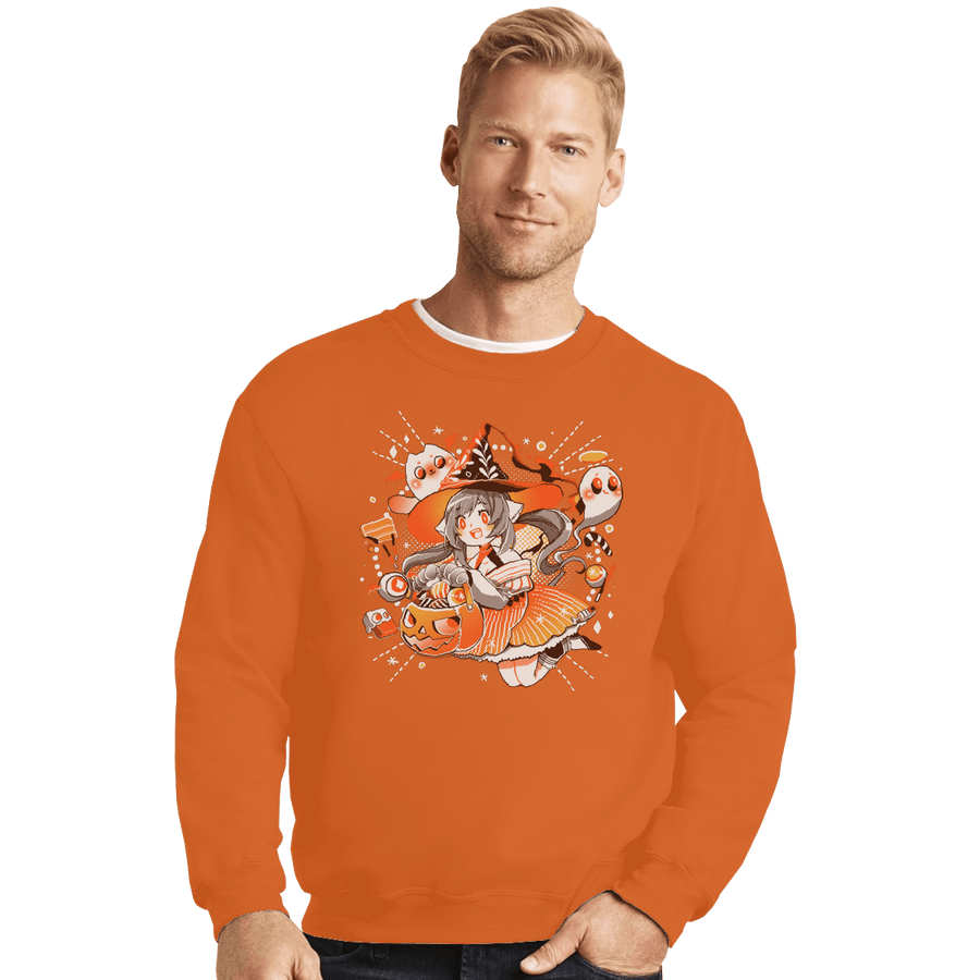 Shirts Crewneck Sweater, Unisex / Small / Red Trick Or Treat Witch