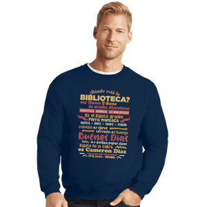 Shirts Crewneck Sweater, Unisex / Small / Navy The Bibliotecas Rap