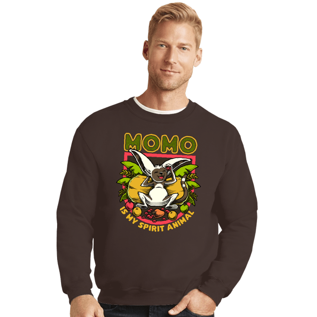 Daily_Deal_Shirts Crewneck Sweater, Unisex / Small / Dark Chocolate Momo Is My Spirit Animal