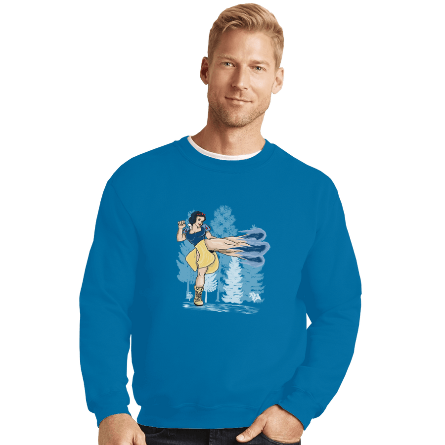 Shirts Crewneck Sweater, Unisex / Small / Sapphire Chun White