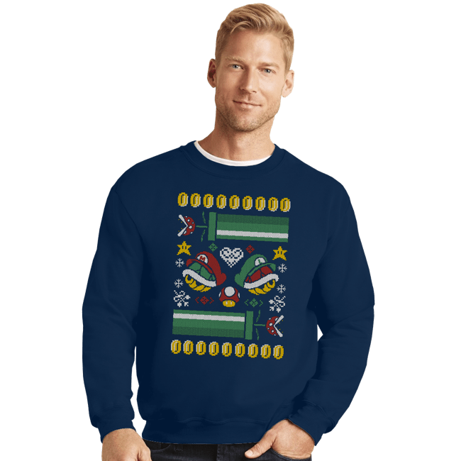 Shirts Crewneck Sweater, Unisex / Small / Navy A Very Mushroom Christmas