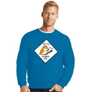 Secret_Shirts Crewneck Sweater, Unisex / Small / Sapphire Horny Jail