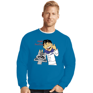 Daily_Deal_Shirts Crewneck Sweater, Unisex / Small / Sapphire Chad & Raccacoonie