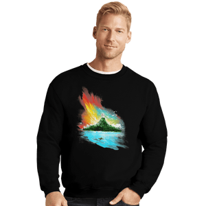 Shirts Crewneck Sweater, Unisex / Small / Black Sunset On Koholint