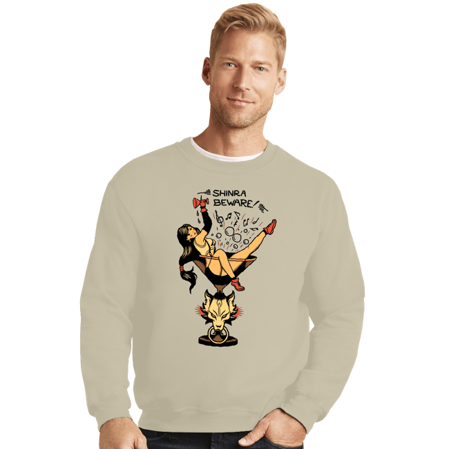 Shirts Crewneck Sweater, Unisex / Small / Sand Shinra Beware