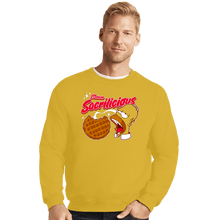 Load image into Gallery viewer, Daily_Deal_Shirts Crewneck Sweater, Unisex / Small / Gold Sacrilicious
