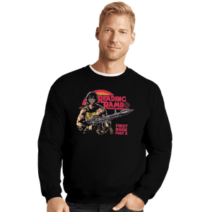 Shirts Crewneck Sweater, Unisex / Small / Black Reading Rambo