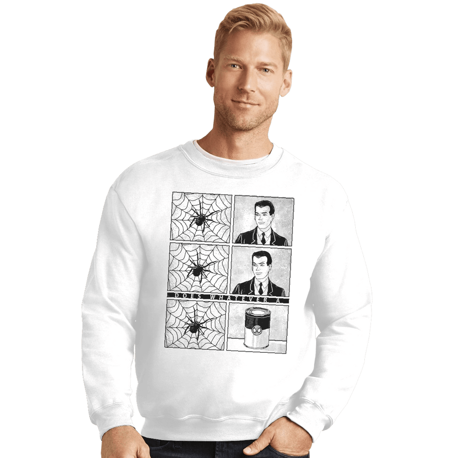 Shirts Crewneck Sweater, Unisex / Small / White Whatever a Spider Can