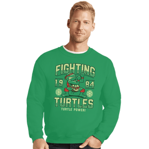 Shirts Crewneck Sweater, Unisex / Small / Irish Green Fighting Turtles