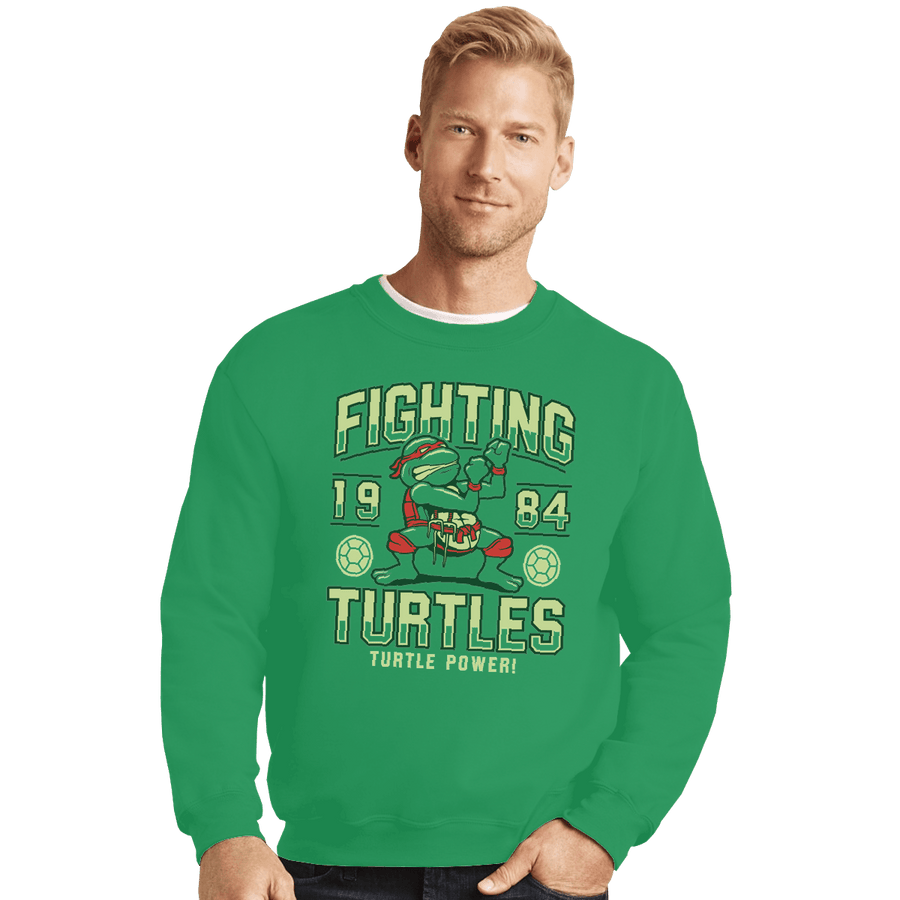 Shirts Crewneck Sweater, Unisex / Small / Irish Green Fighting Turtles