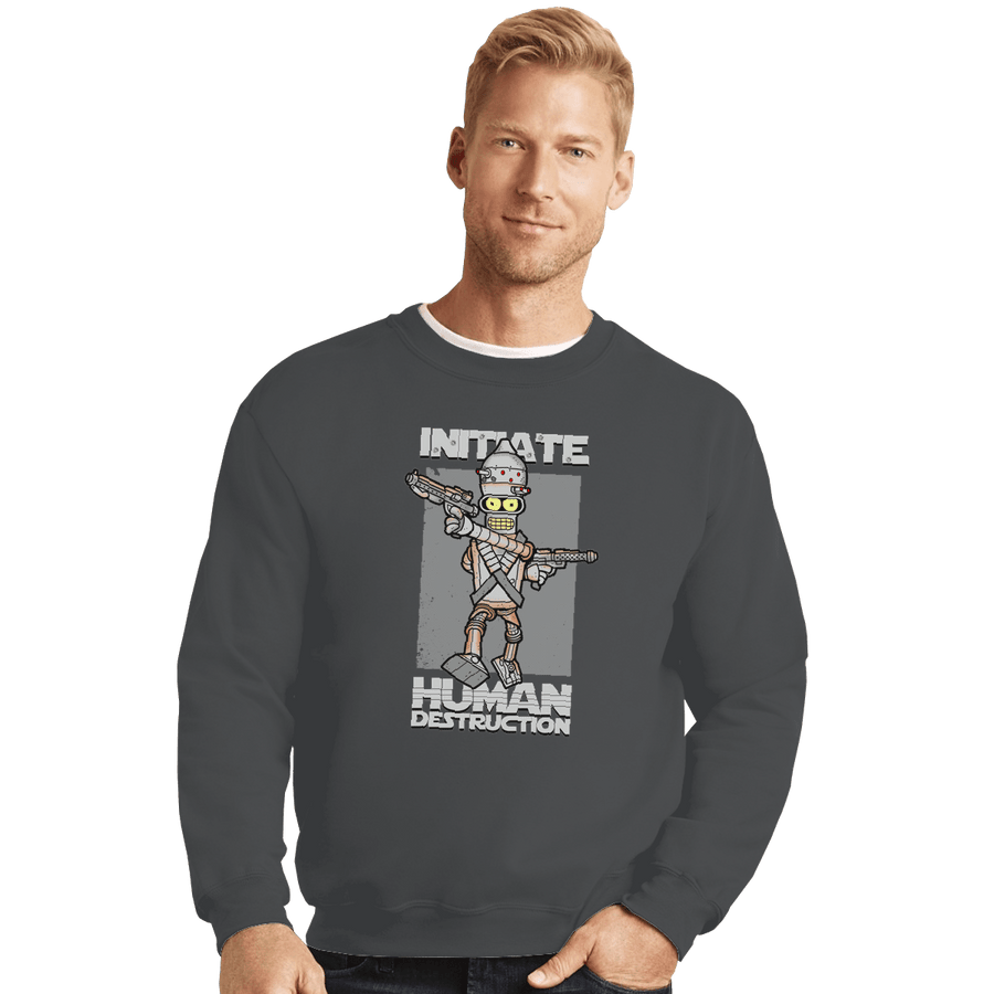 Shirts Crewneck Sweater, Unisex / Small / Charcoal Initiate Human Destruction