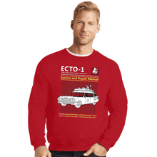 Load image into Gallery viewer, Secret_Shirts Crewneck Sweater, Unisex / Small / Red Ecto 1 Repair Manual
