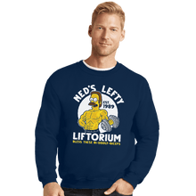 Load image into Gallery viewer, Shirts Crewneck Sweater, Unisex / Small / Navy Ned&#39;s Lefty Liftorium
