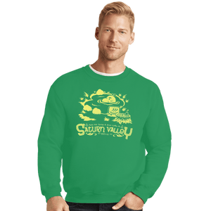 Shirts Crewneck Sweater, Unisex / Small / Irish Green Relax In Saturn Valley