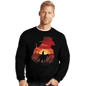Shirts Crewneck Sweater, Unisex / Small / Black Red Sunset