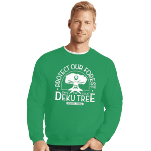Daily_Deal_Shirts Crewneck Sweater, Unisex / Small / Irish Green Protect Our Forest