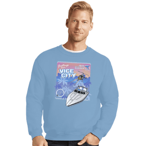 Shirts Crewneck Sweater, Unisex / Small / Powder Blue Greetings From Vice City