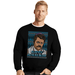 Shirts Crewneck Sweater, Unisex / Small / Black Happy Ronnukah