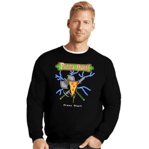Shirts Crewneck Sweater, Unisex / Small / Black PIzza Quest