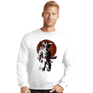 Shirts Crewneck Sweater, Unisex / Small / White Saiyan Sun