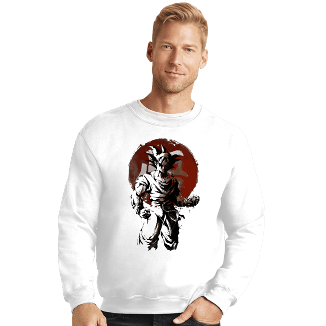 Shirts Crewneck Sweater, Unisex / Small / White Saiyan Sun