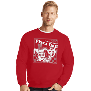 Daily_Deal_Shirts Crewneck Sweater, Unisex / Small / Red Pizza Ball