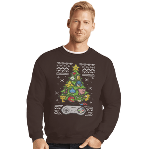 Shirts Crewneck Sweater, Unisex / Small / Dark Chocolate A Classic Gamers Christmas