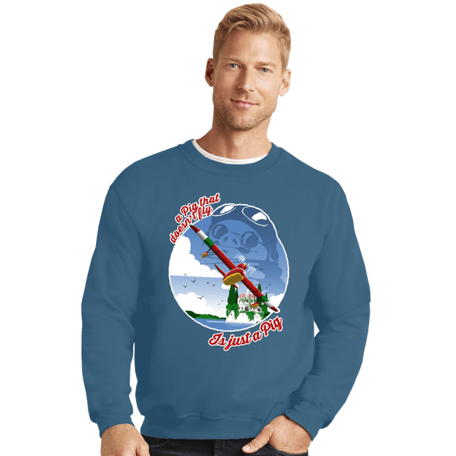 Shirts Crewneck Sweater, Unisex / Small / Indigo Blue A Pig That Doesn't Fly