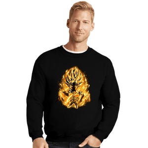 Shirts Crewneck Sweater, Unisex / Small / Black Golden Saiyan Rose