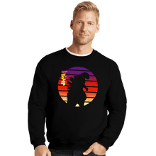 Load image into Gallery viewer, Shirts Crewneck Sweater, Unisex / Small / Black Sunset Kaiju
