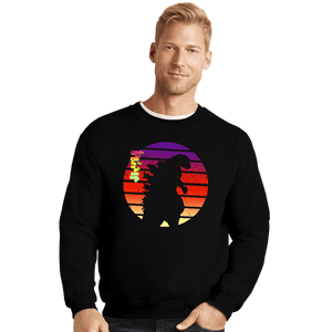 Shirts Crewneck Sweater, Unisex / Small / Black Sunset Kaiju