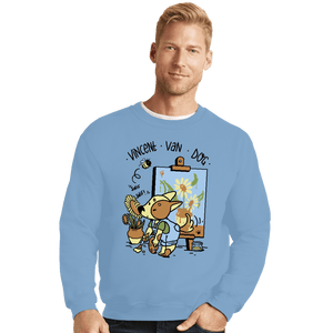 Daily_Deal_Shirts Crewneck Sweater, Unisex / Small / Powder Blue Vincent Van Dog