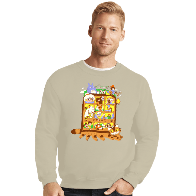 Secret_Shirts Crewneck Sweater, Unisex / Small / Sand Anime Bus!